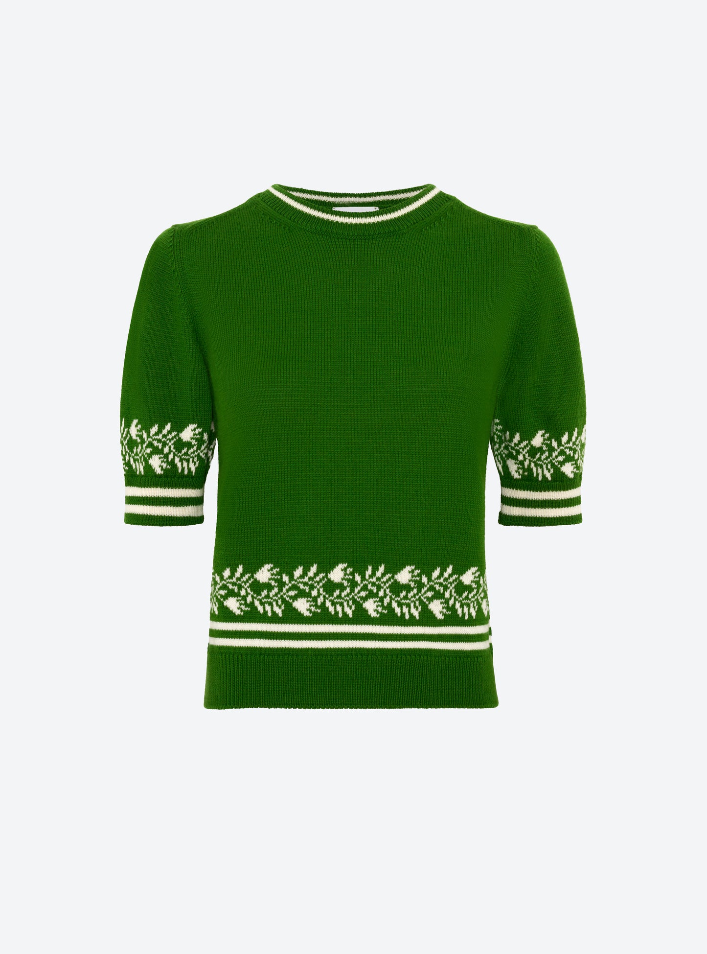 Top de luxe femme - Top maille détails jacquard matcha naturel