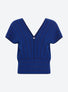 Top en maille de luxe Molli - Top V maille chevron bleu faïence