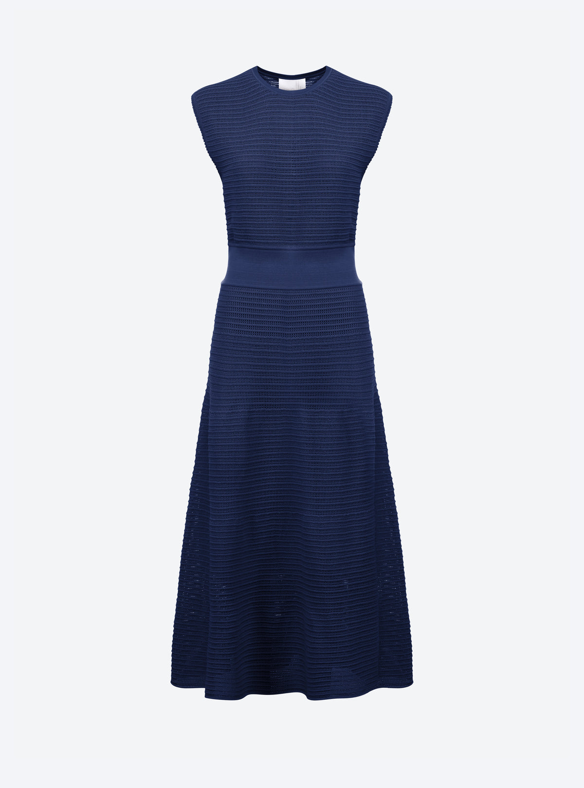 Robe longue en maille de luxe Molli - Robe longue maille pointelle bleu faïence _packshot