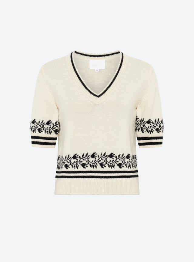 Jacquard v-neck top - Image principale