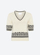 Jacquard v-neck top