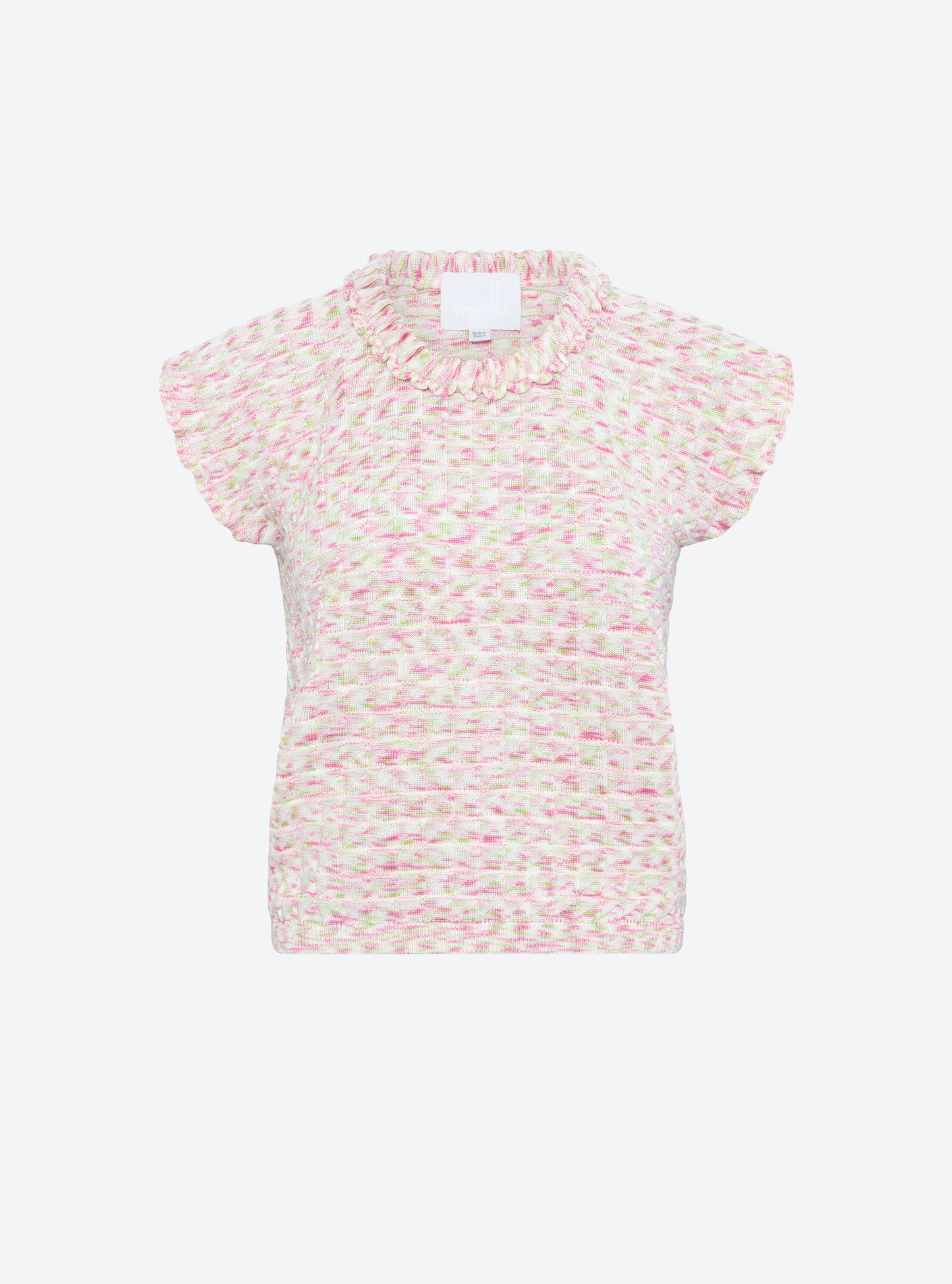 Top maille origami naturel-multi rose - Vêtement en maille de luxe Molli