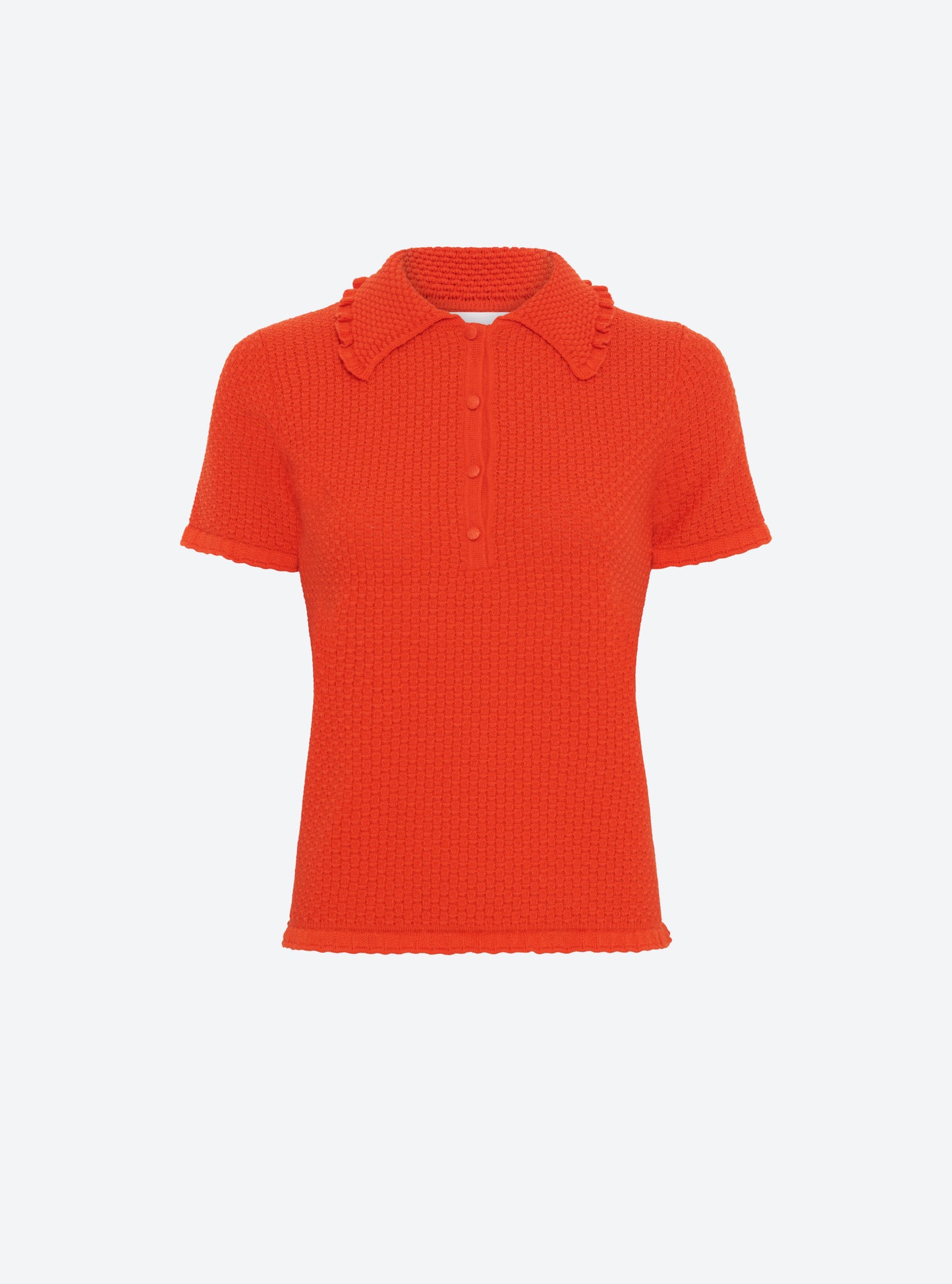 Polo en maille de luxe Molli - Polo fin col volanté orange sanguine