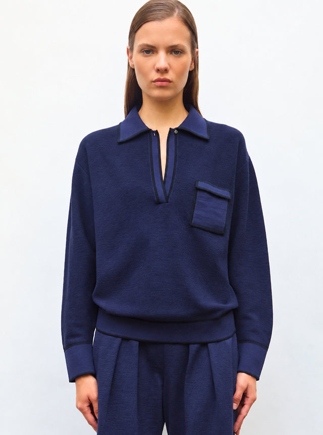 Knit shirt with piped collar - Image principale