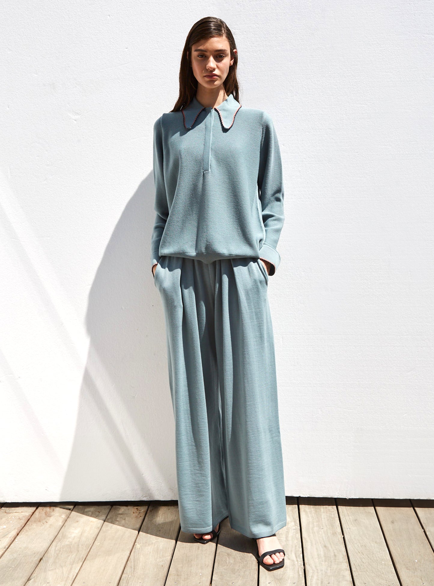 Tops, blouses de luxe femme - Chemisier en maille col picots
