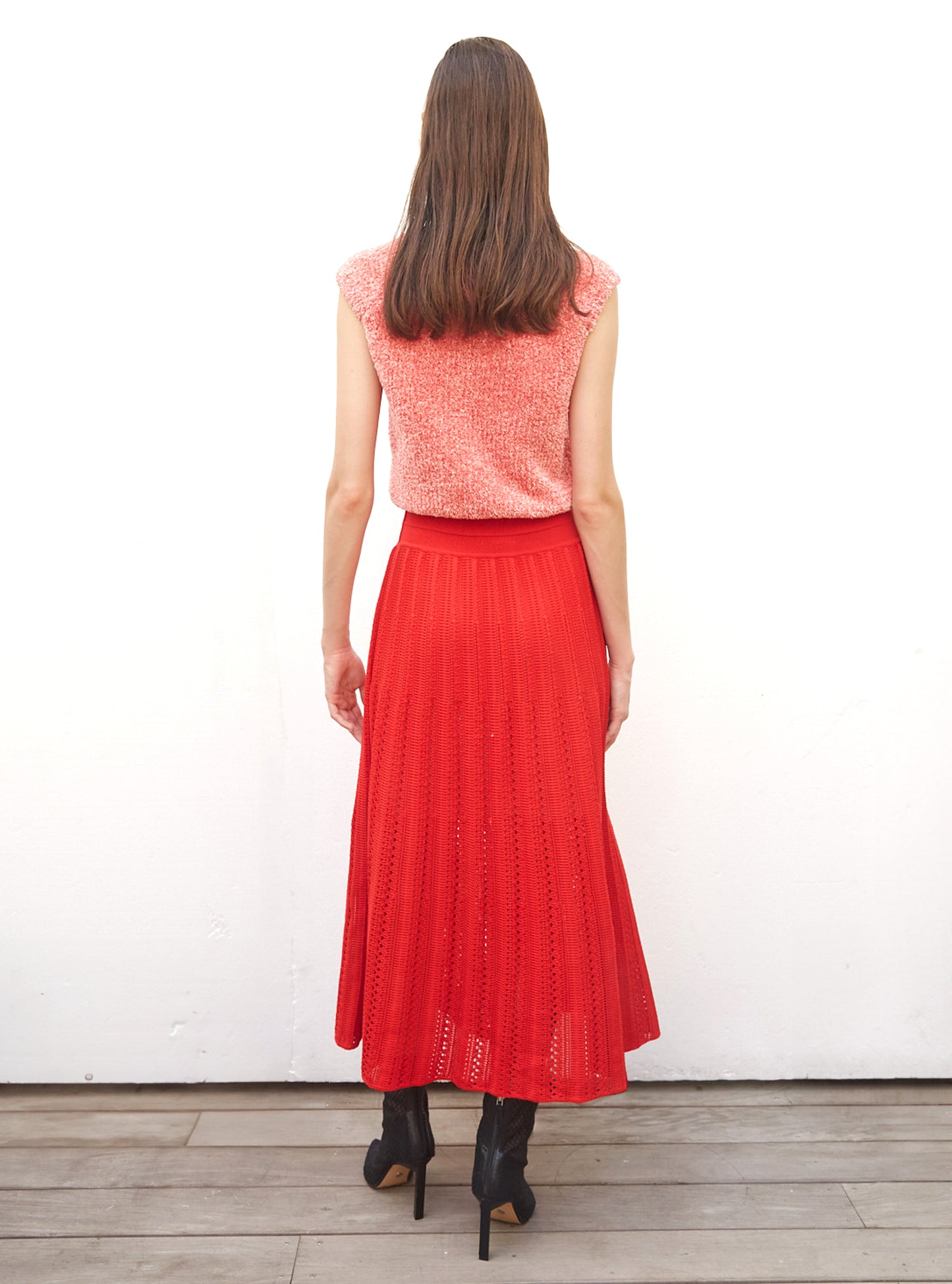 Top en maille fourrure de coton fraise - Vêtement de luxe femme