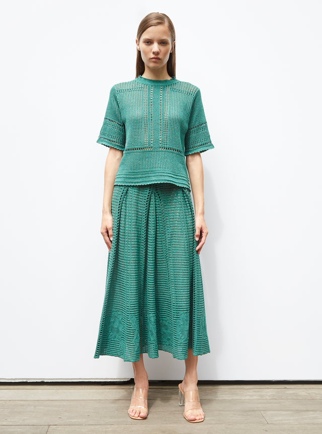 openworked wicker-knit top - Image principale