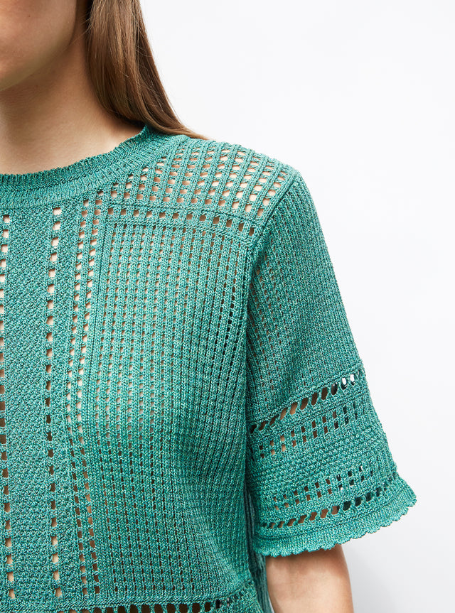 openworked wicker-knit top - Image principale