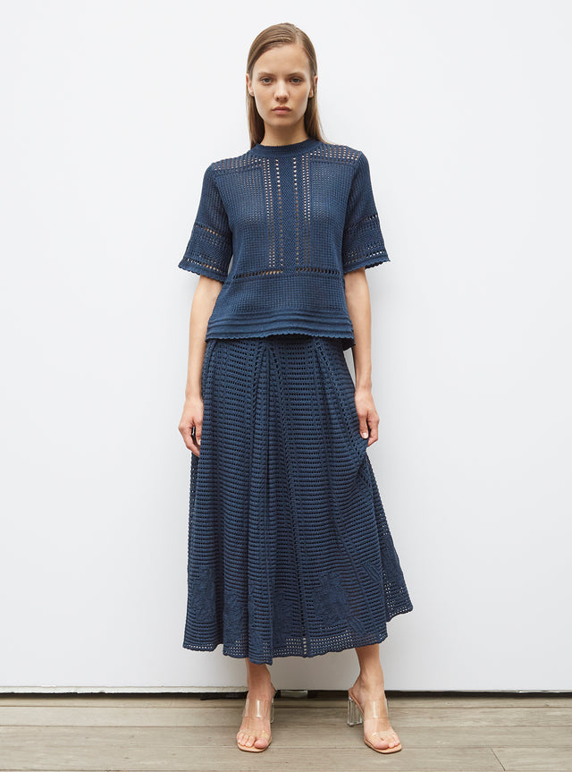 skirt in openworked wicker knit - Image principale