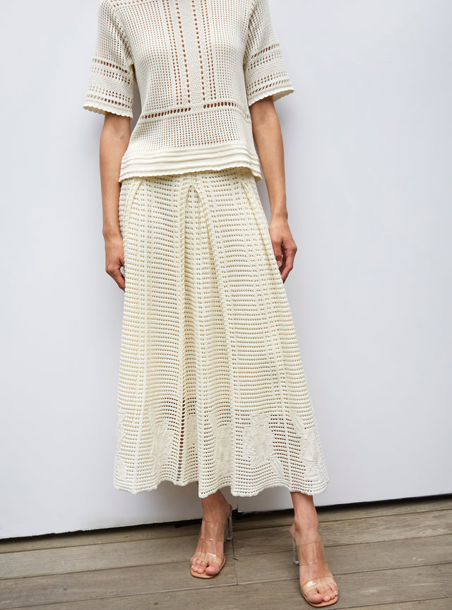 skirt in openworked wicker knit - Image principale