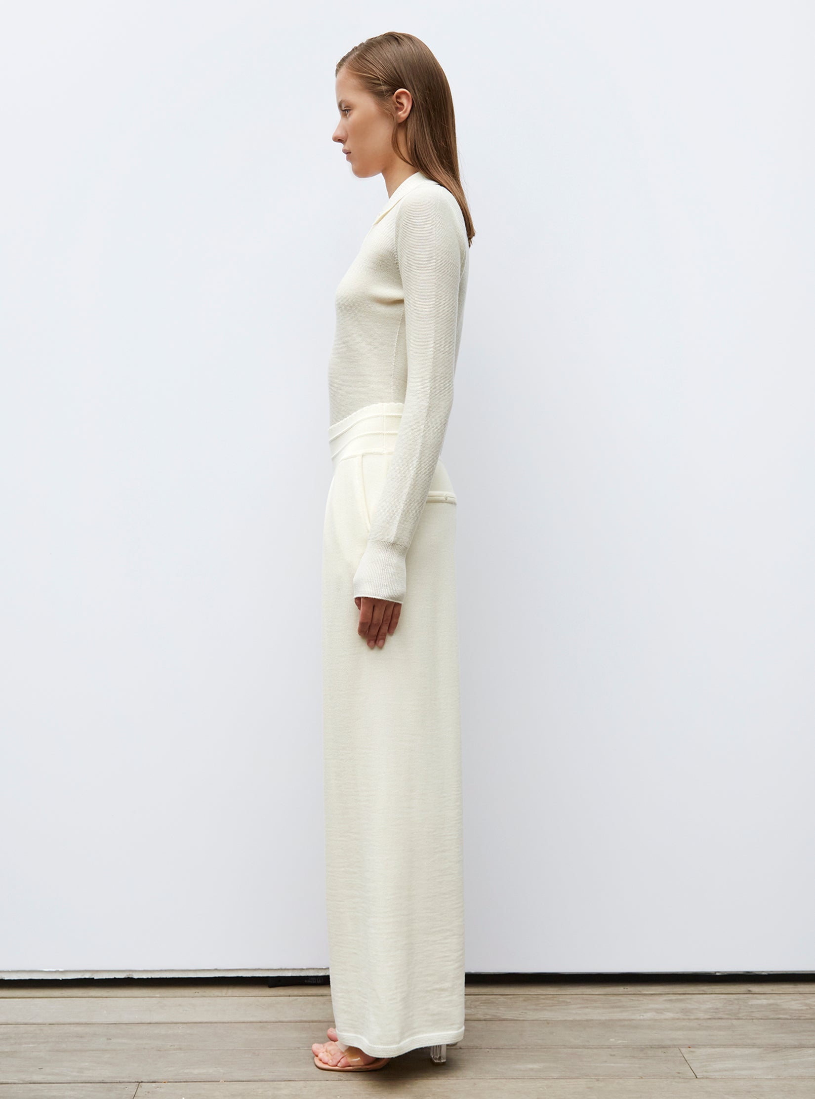 Tops de luxe femme - Polo fin en maille point mousse