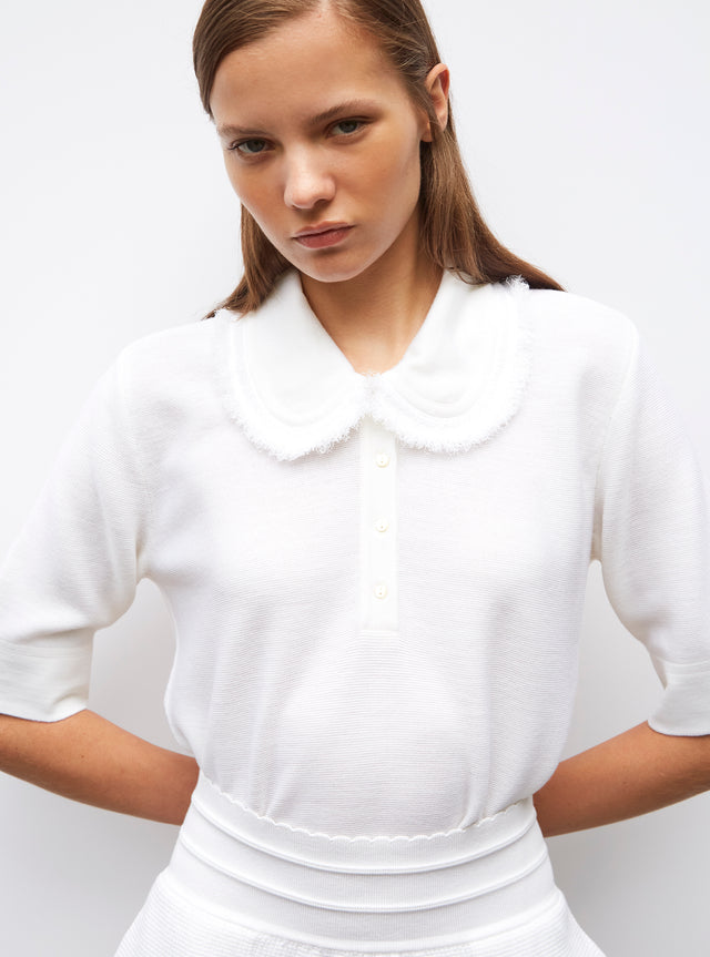 fringe collar knit top - Image principale