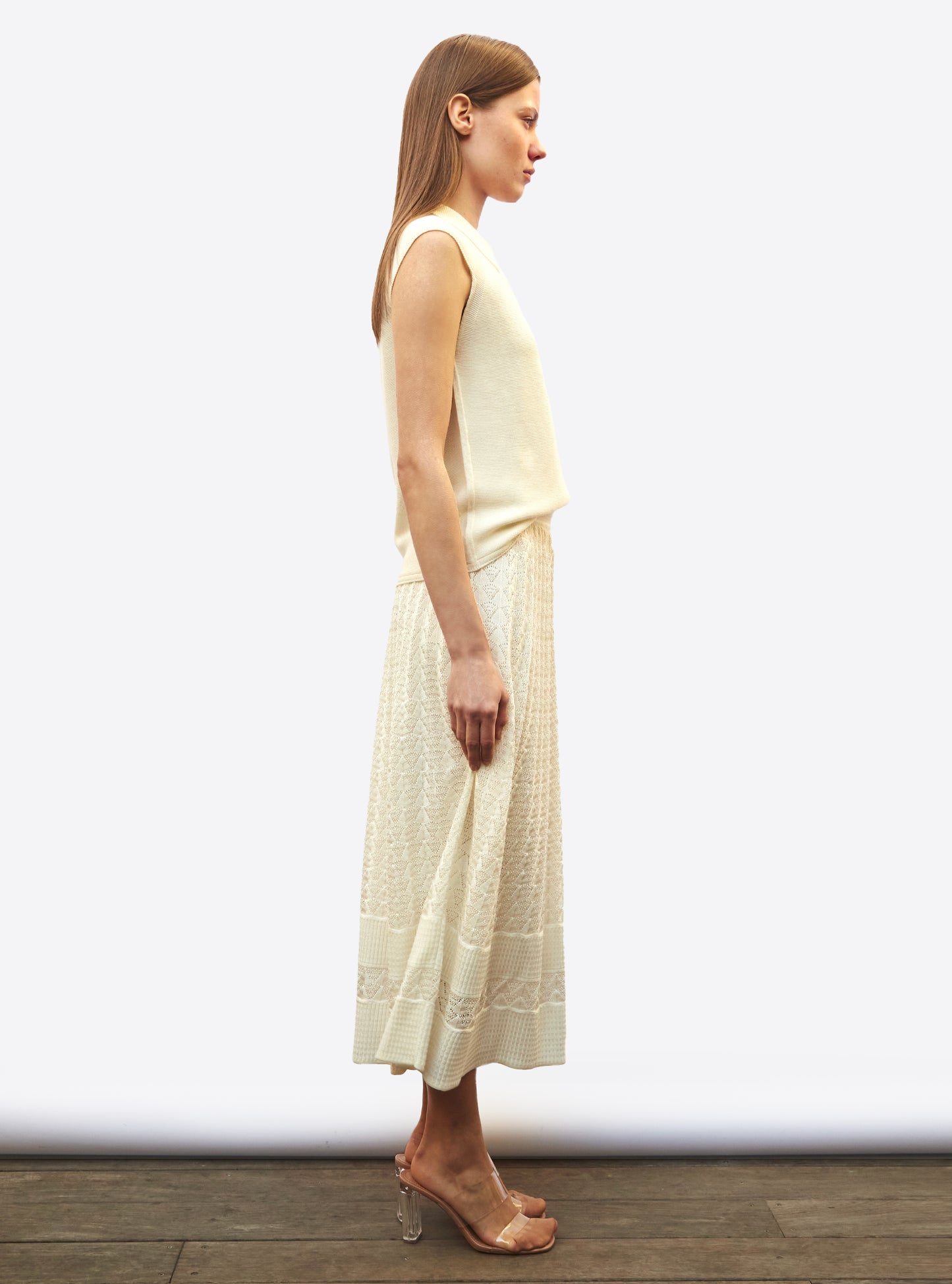 Jupe fluide papier marbre Naturel - Vêtement de luxe femme