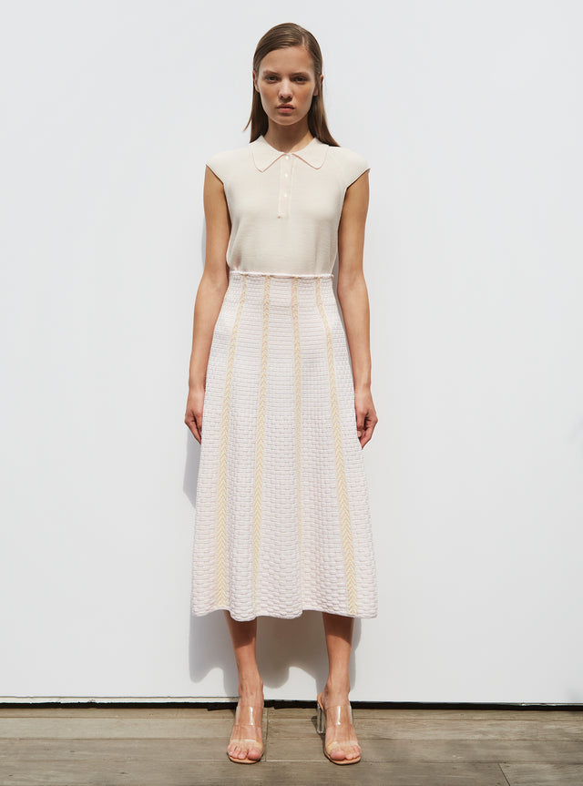 top with small moss-stitch collar - Image principale