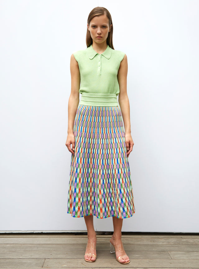 top with small moss-stitch collar - Image principale