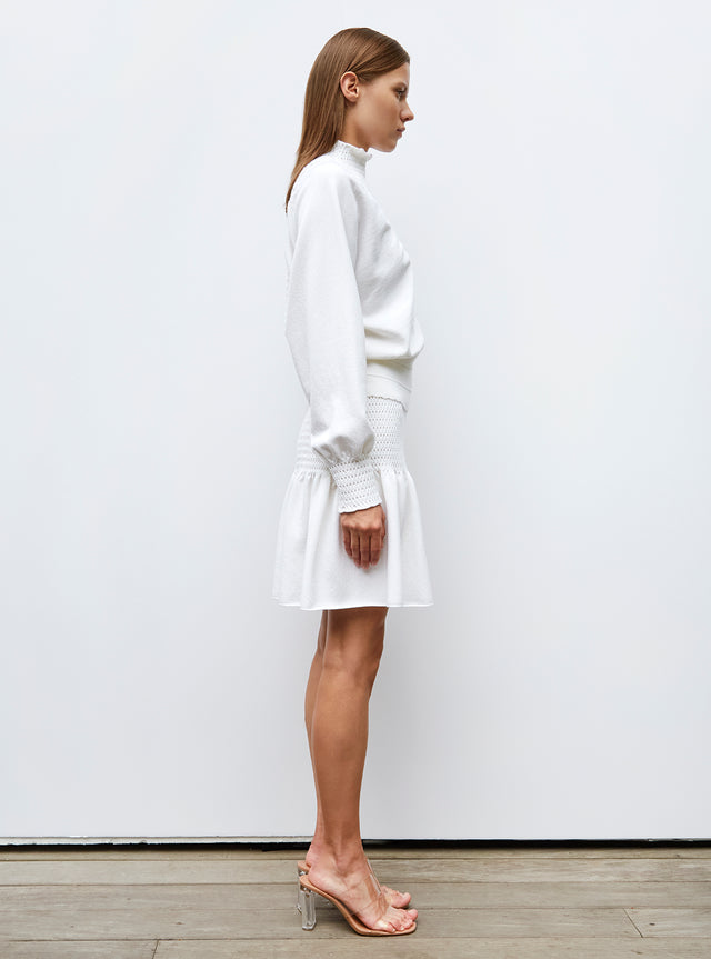 short skirt in smocked knit - Image principale