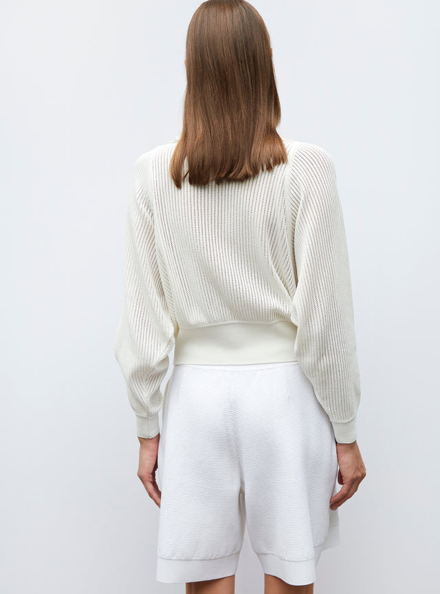 V-necked top in openworked knit - Image principale