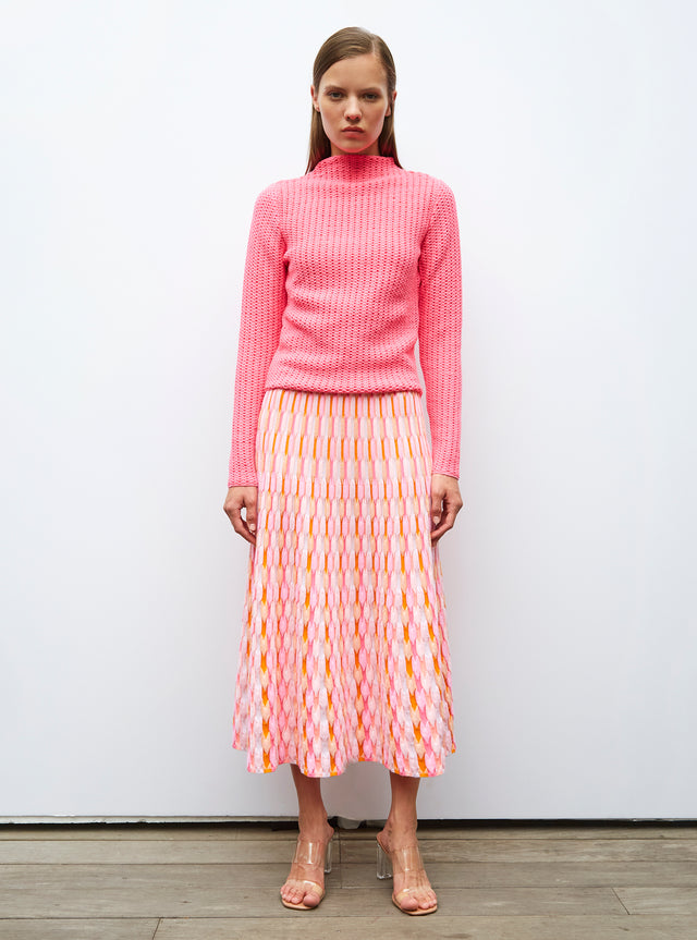 straight smocked knit top - Image principale