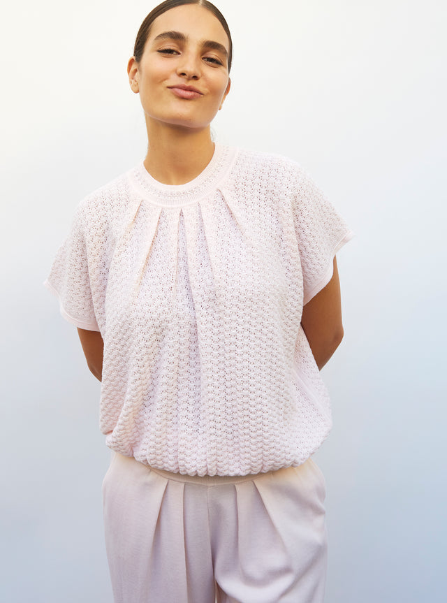 wide top in pointelle knit - Image principale