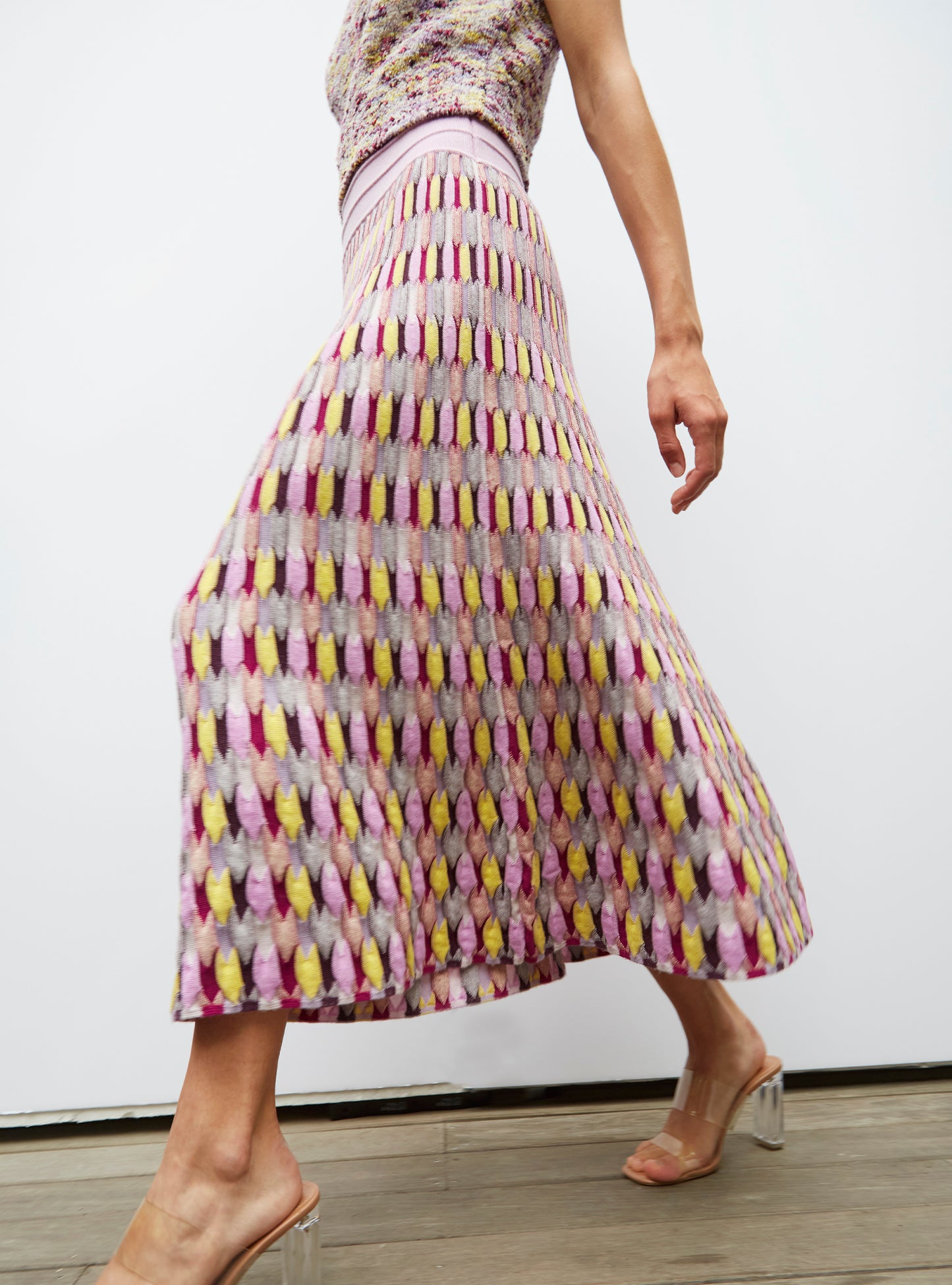 Jupe en maille zellige multicolore - Vêtement en maille de luxe Molli