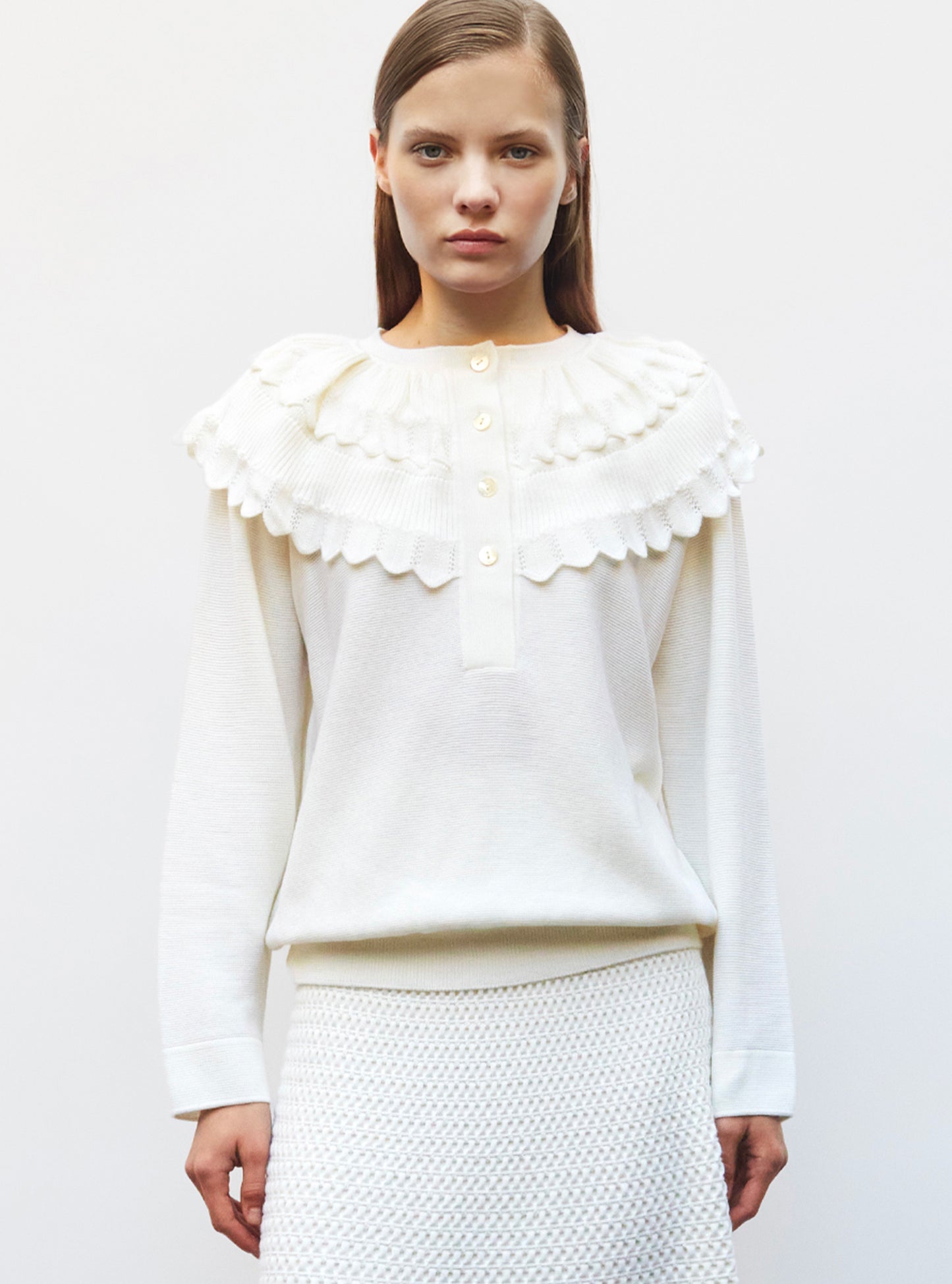 Blouse en maille à maxi col - Vêtement de luxe femme