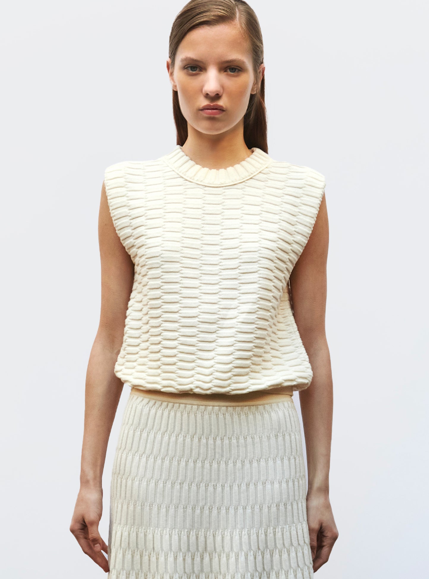 Top en maille zellige uni - Vêtement en maille de luxe Molli