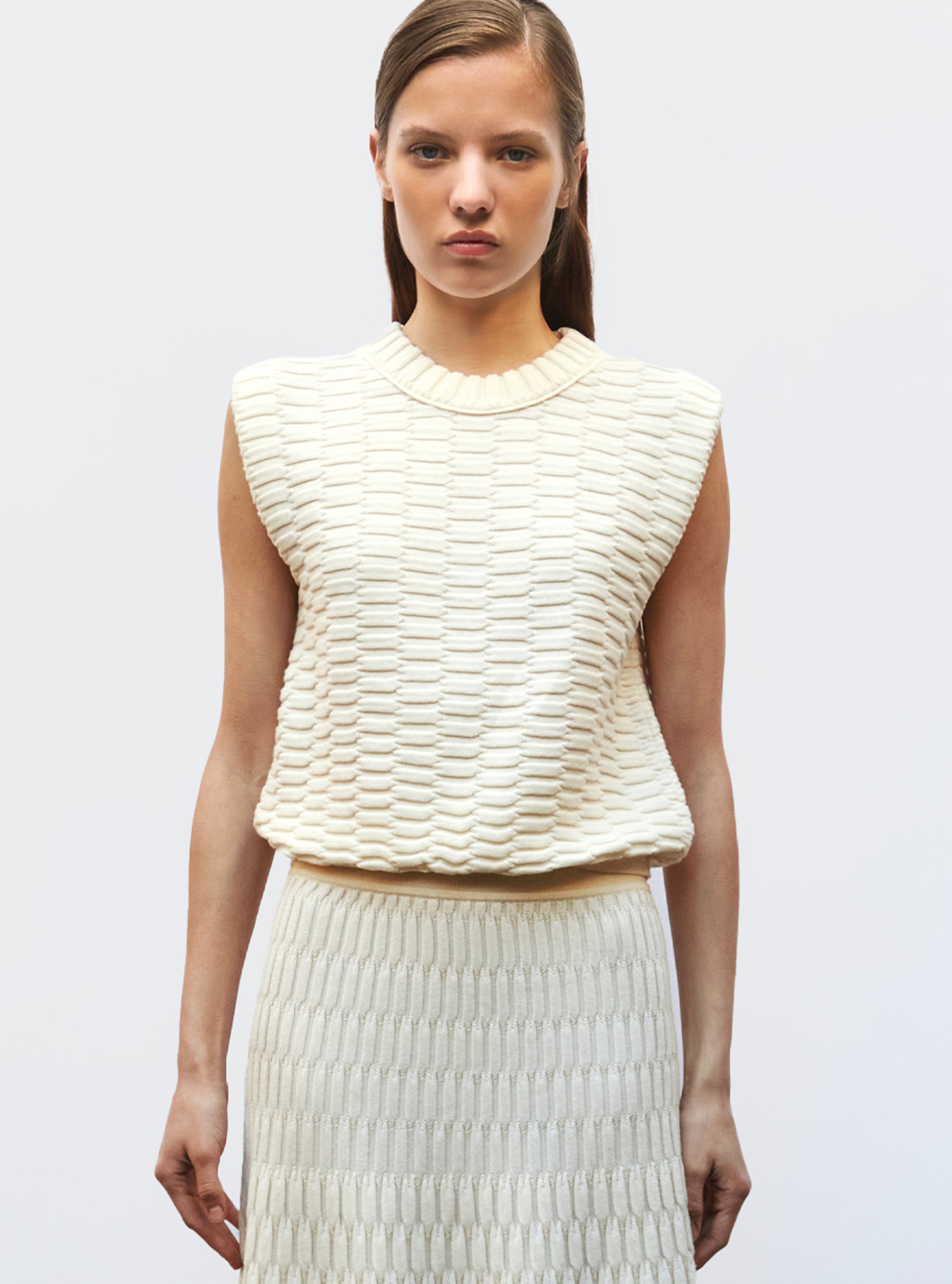 Top en maille zellige uni - Vêtement en maille de luxe Molli