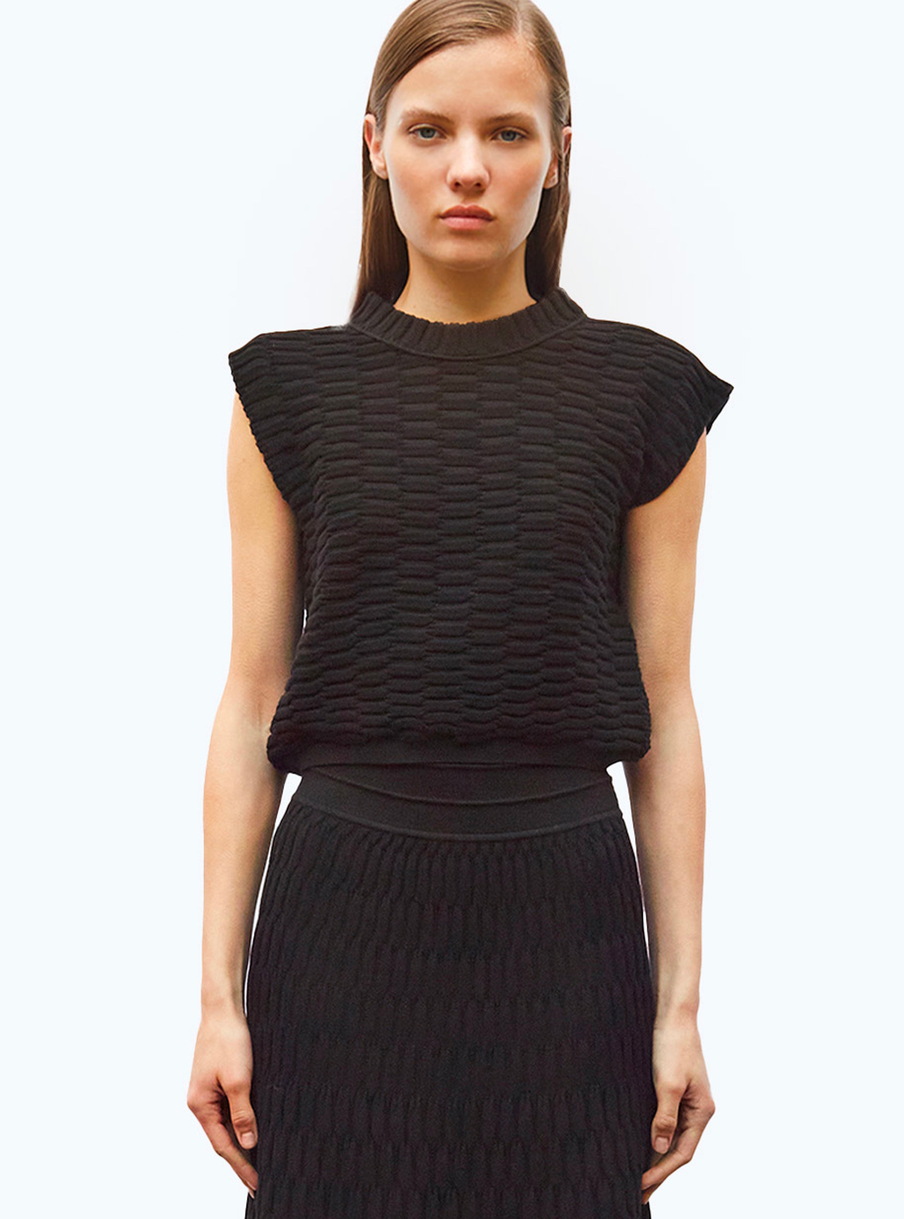 Top en maille zellige uni - Vêtement en maille de luxe Molli