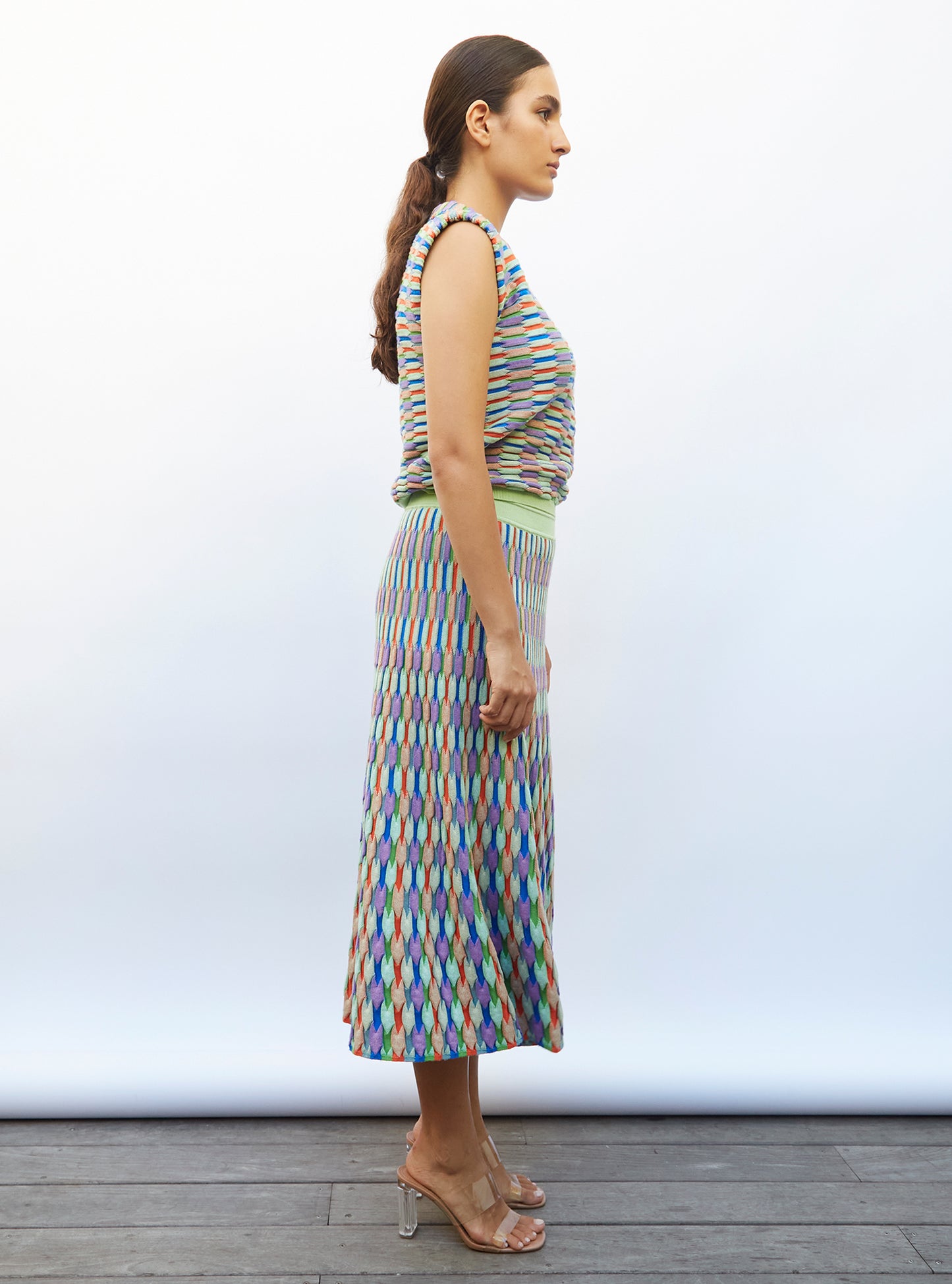 Top en maille zellige multicolore - Vêtement de luxe femme