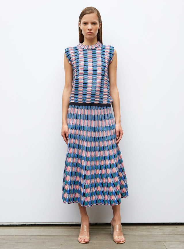multicolored zellige knit skirt - Image principale