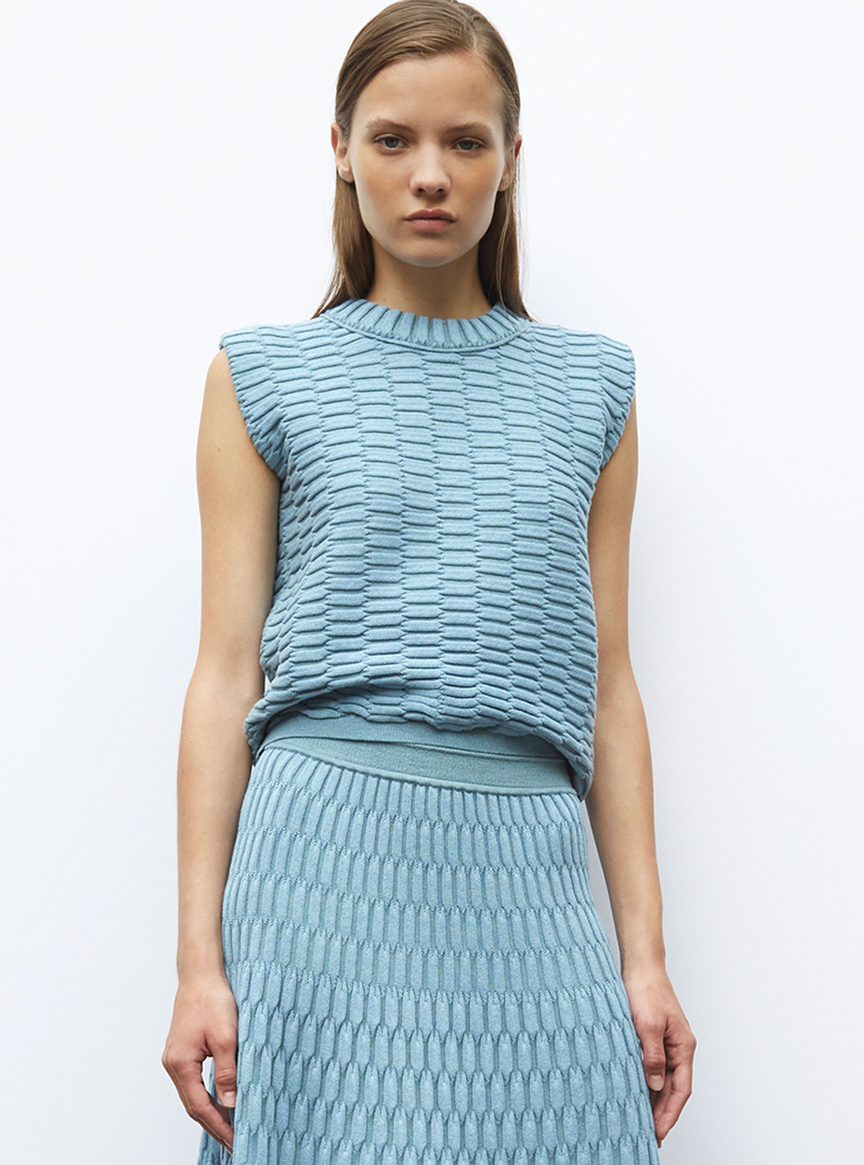 Top en maille zellige uni - Vêtement en maille de luxe Molli