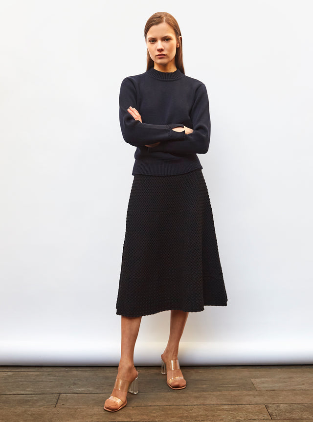 smocked knit mid-length skirt - Image principale