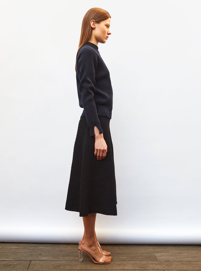 smocked knit mid-length skirt - Image principale