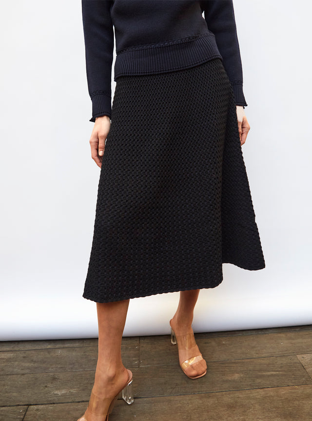 smocked knit mid-length skirt - Image principale