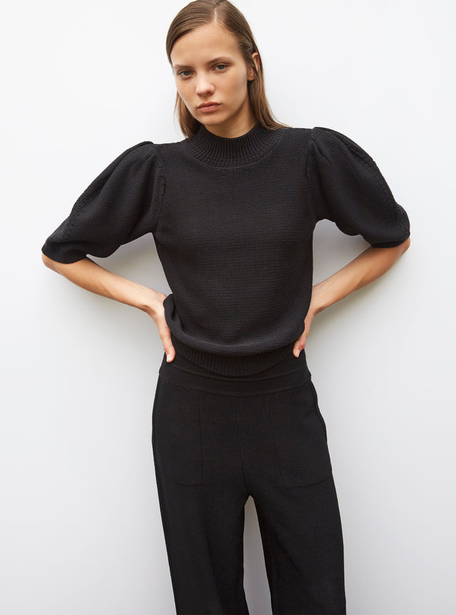 top en maille manches bouffantes - Image principale