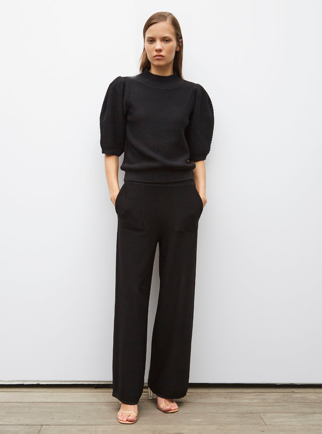 top en maille manches bouffantes - Image principale