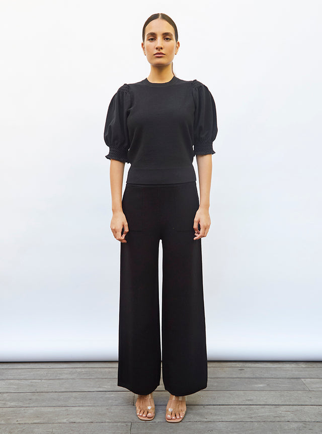 top with smocked knit details - Image principale