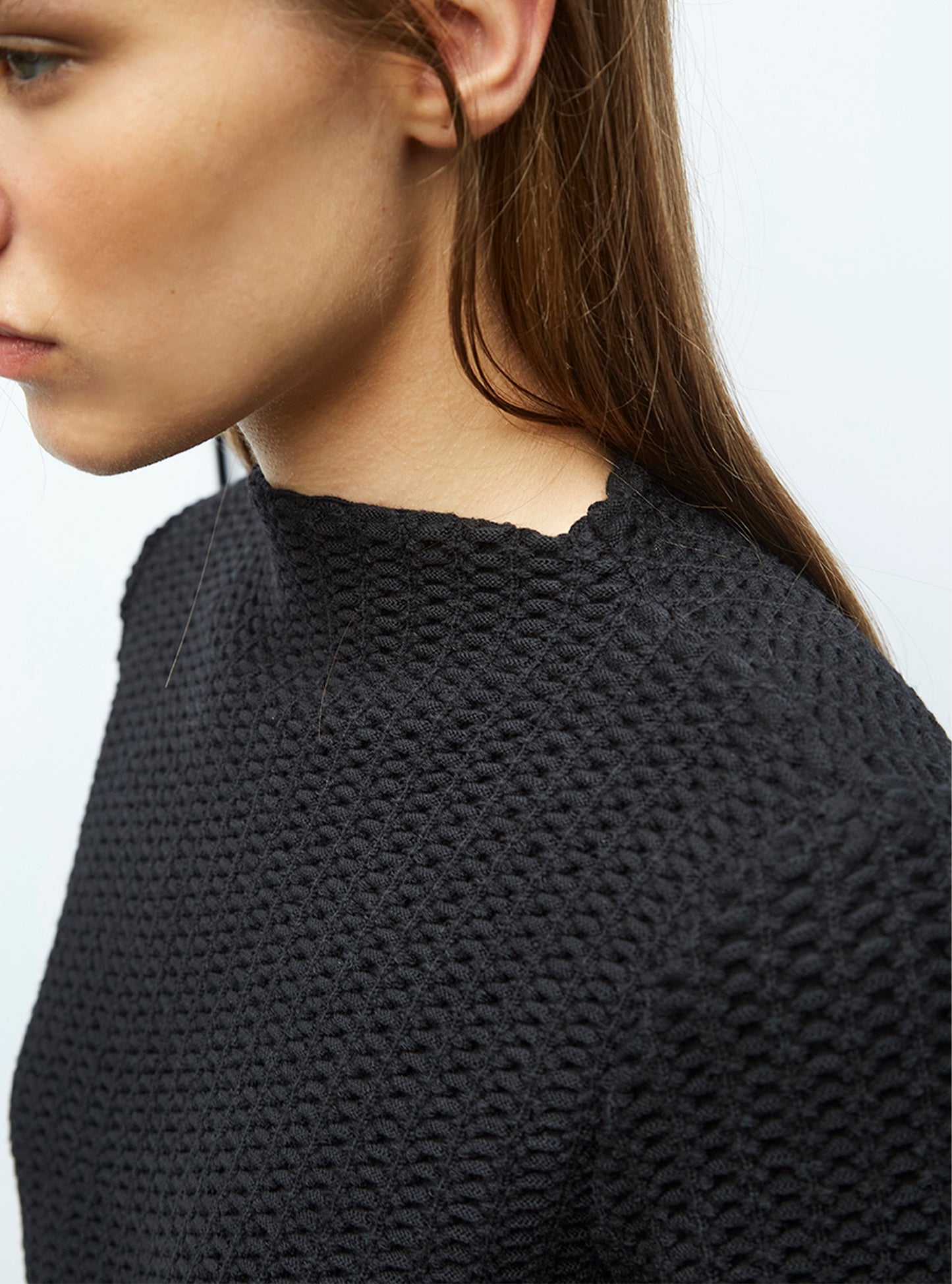 Tops de luxe femme - Top droit en maille smockée