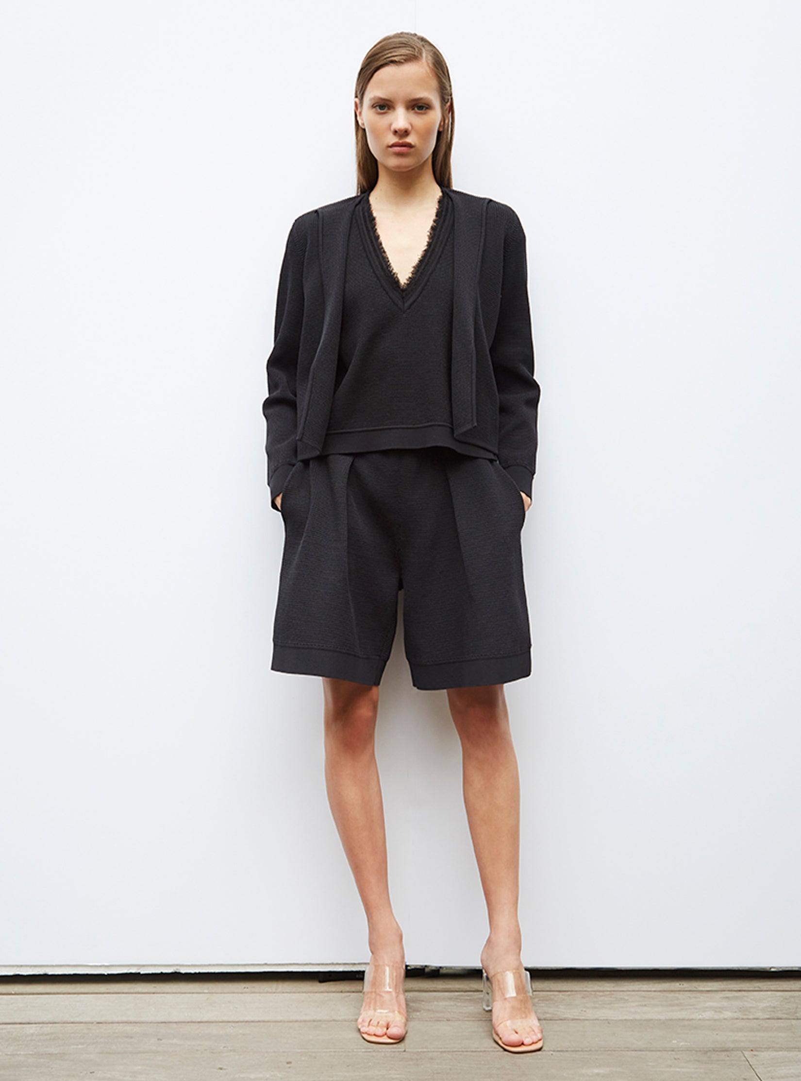 Vestes de luxe femme - Veste en maille mini cote piquée