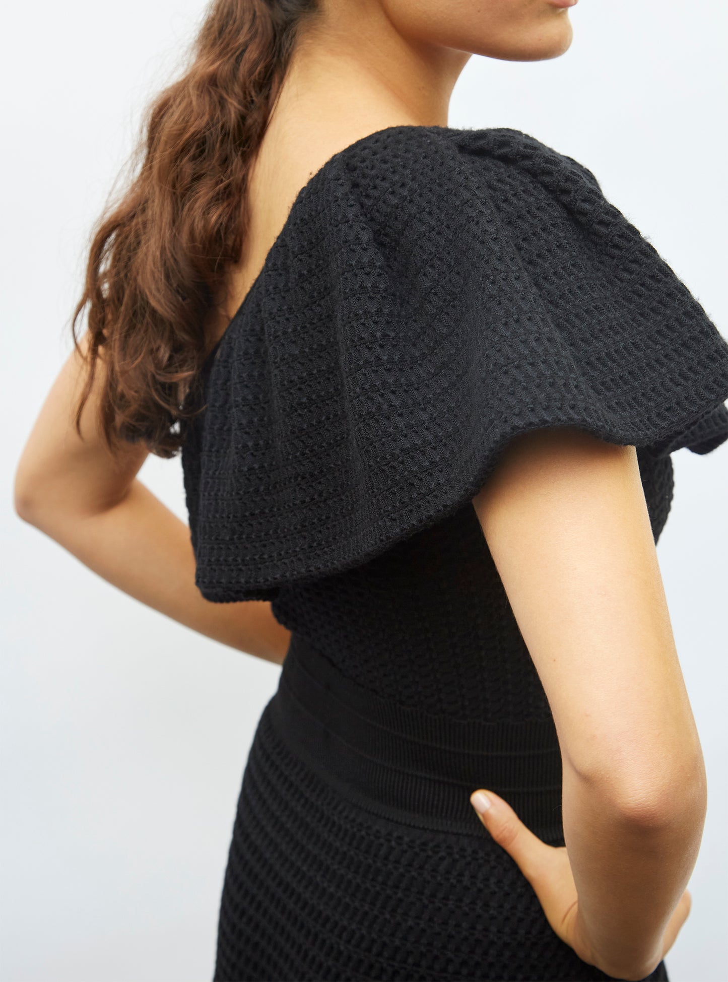 One shoulder en maille smockée - Vêtement de luxe femme