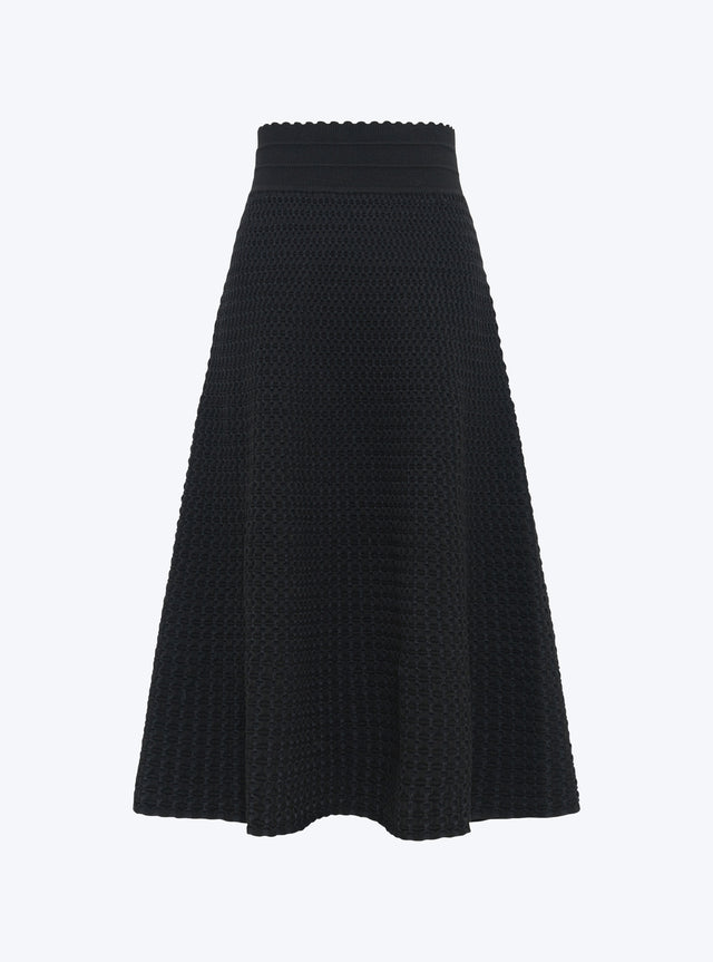 Smocked knit mid-length skirt - Image principale