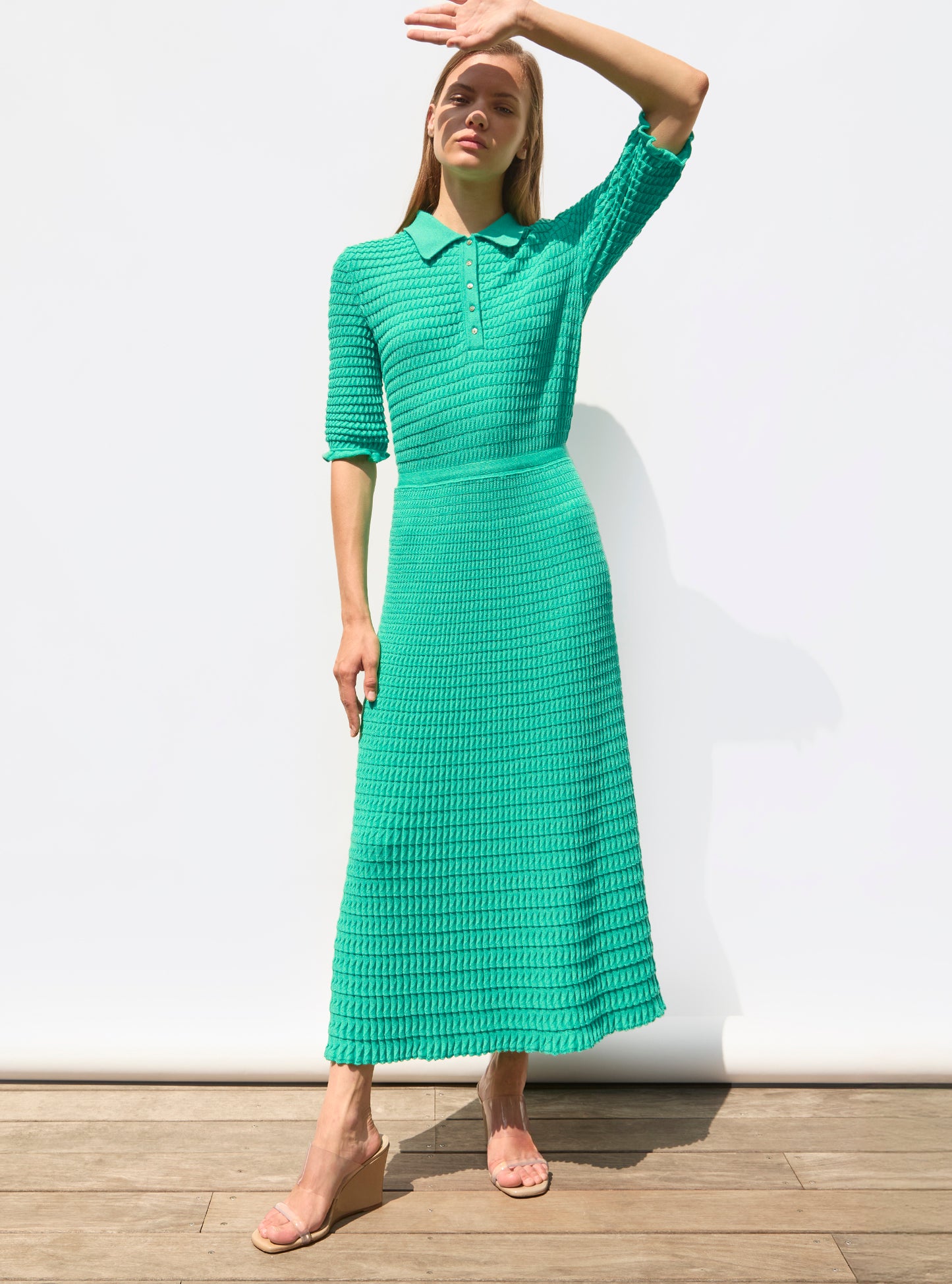 Robe en maille de luxe Molli - Robe longue maille origami Seychelles