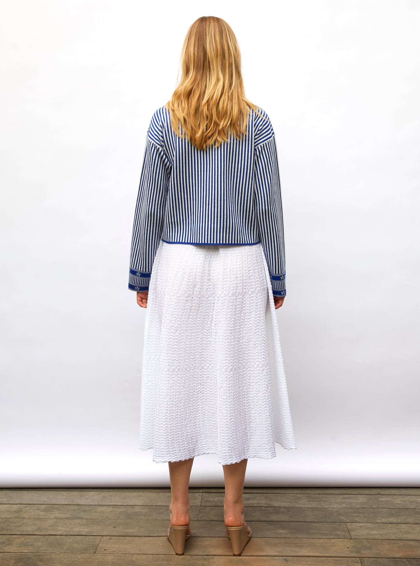 Chemise maille fines rayures Majorelle-Naturel - Molli