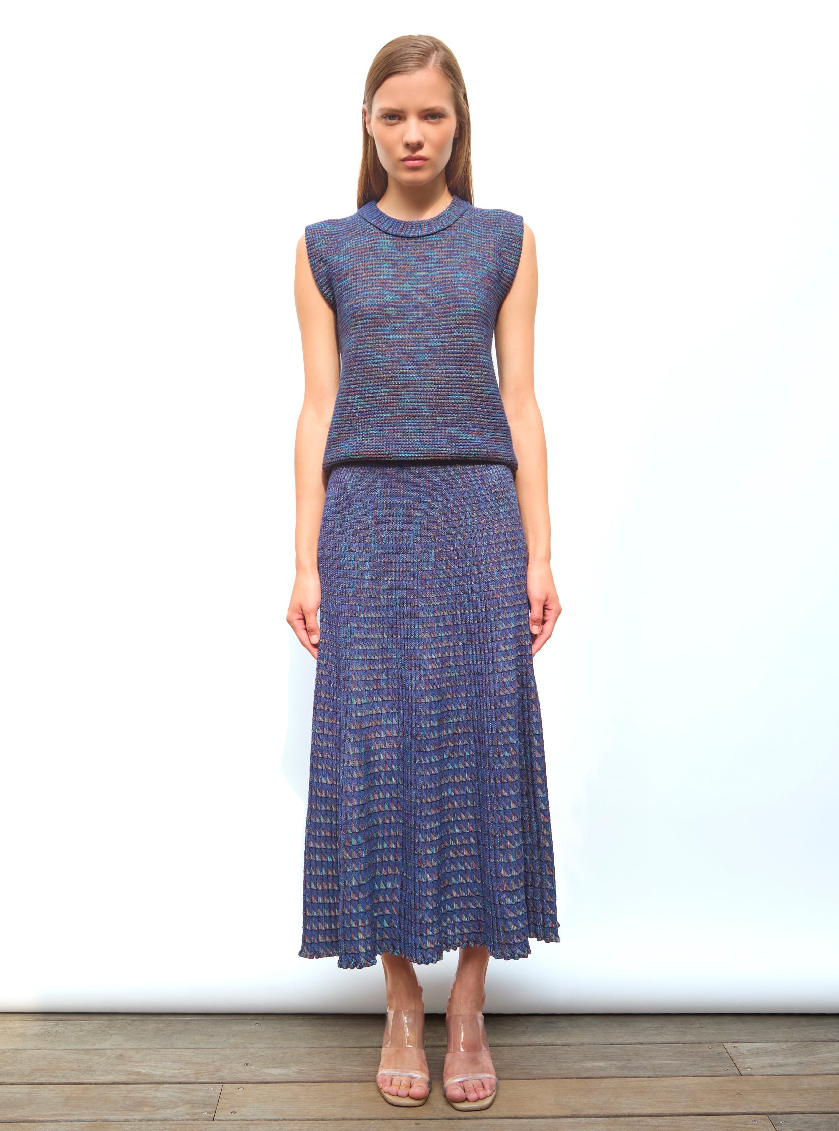 Top maille mini origami Cobalt-Nacre - Top de luxe