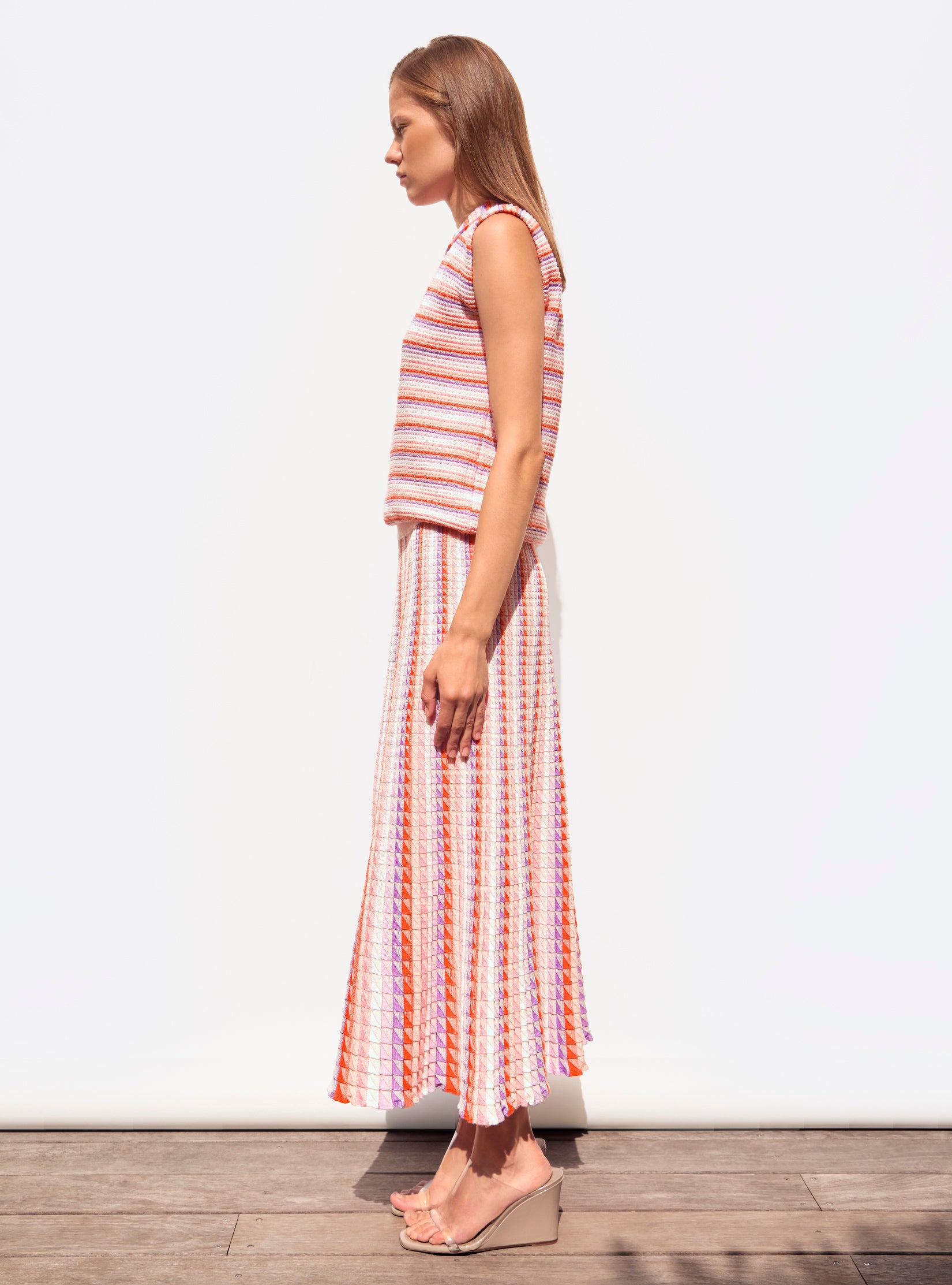 Top maille mini origami Lilas Multi - Top de luxe