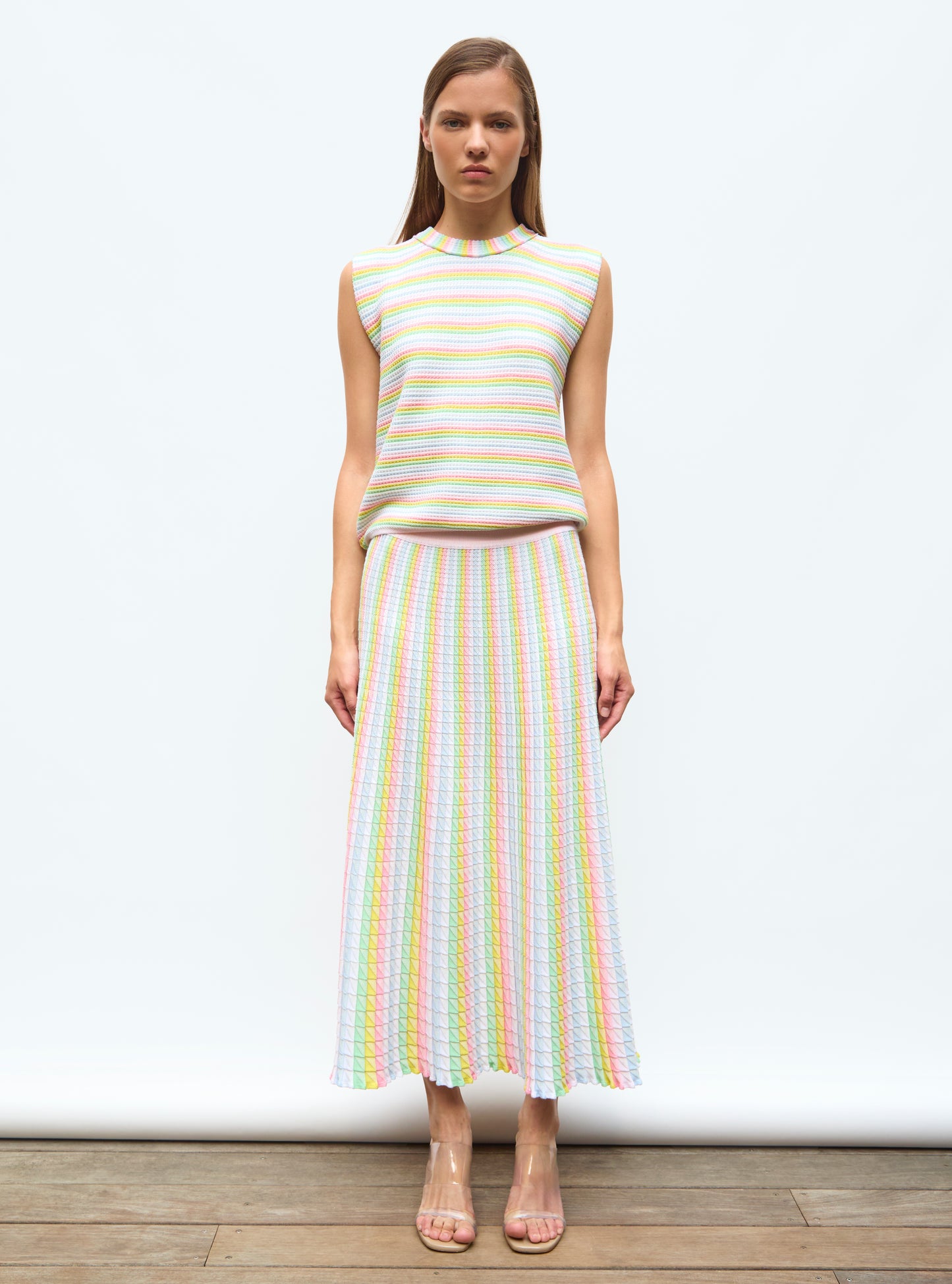 Jupe fluide maille origami Rainbow - Vêtement en maille de luxe Molli