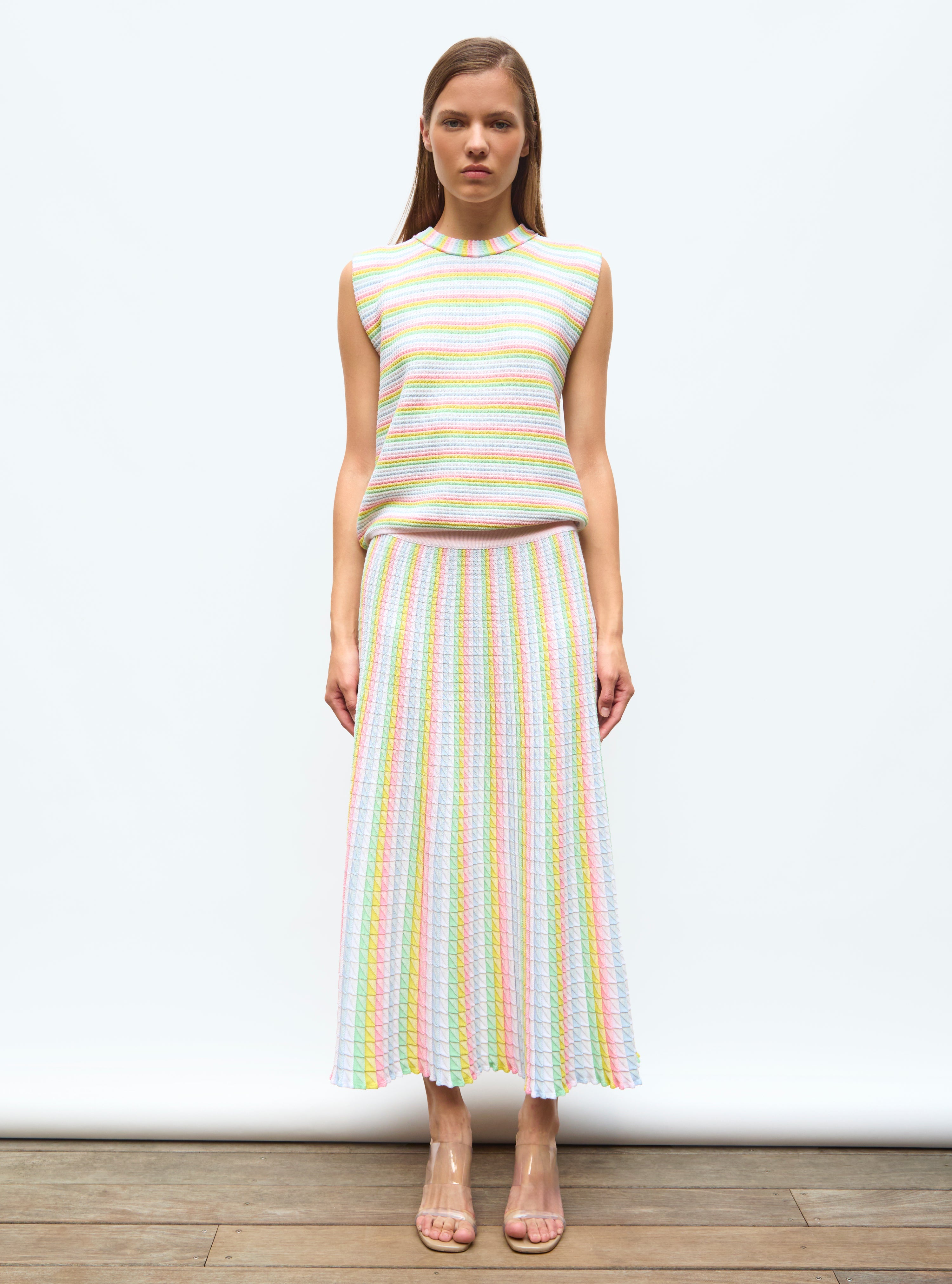 Jupe fluide maille origami Rainbow - Vêtement en maille de luxe Molli