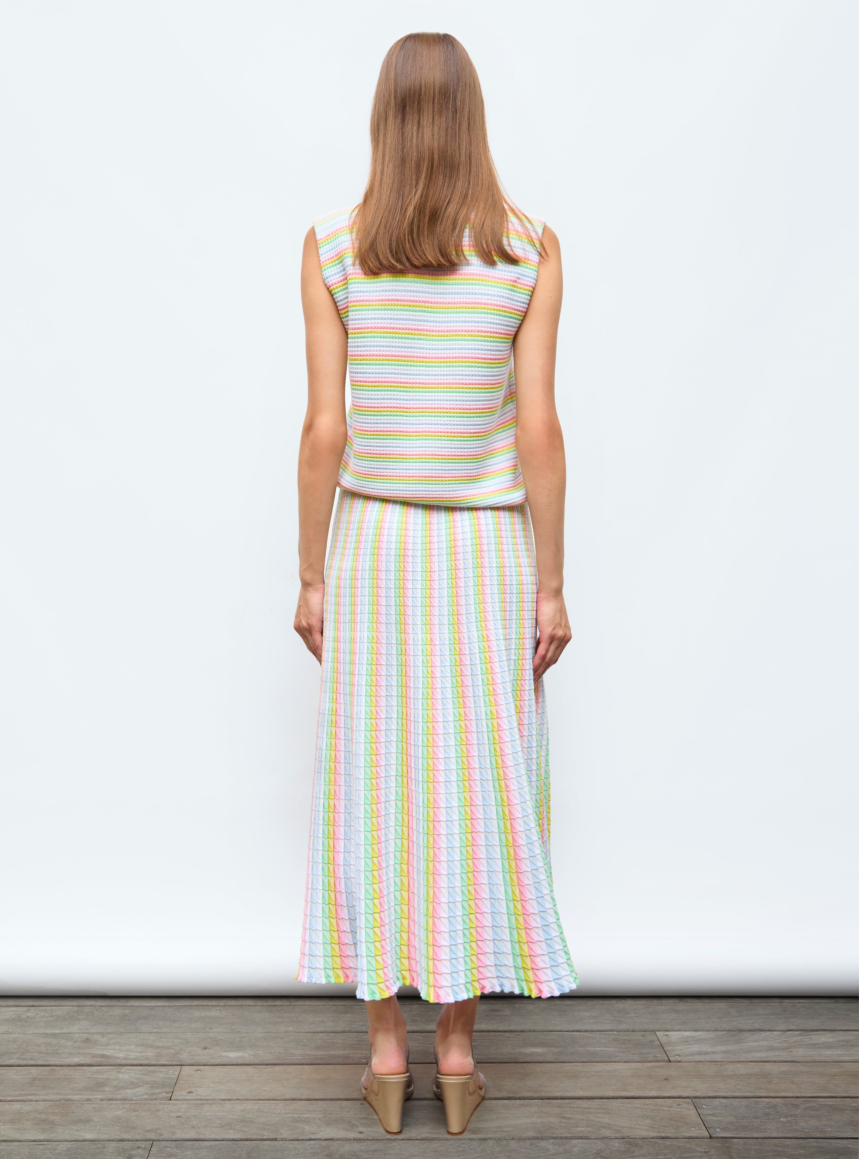 Jupe fluide maille origami Rainbow - Vêtement de luxe femme