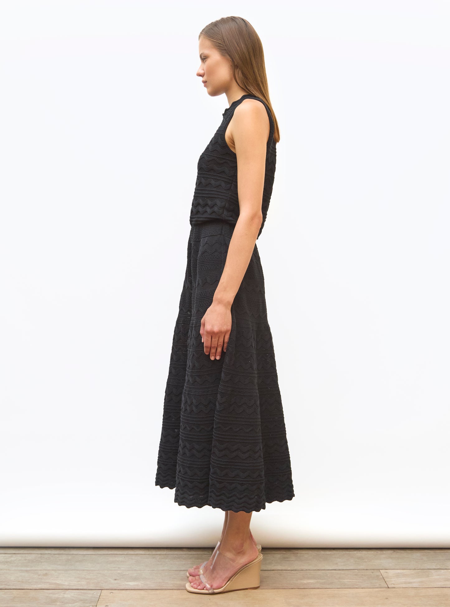 Robe de luxe femme - Robe longue maille croquet Noir Profond