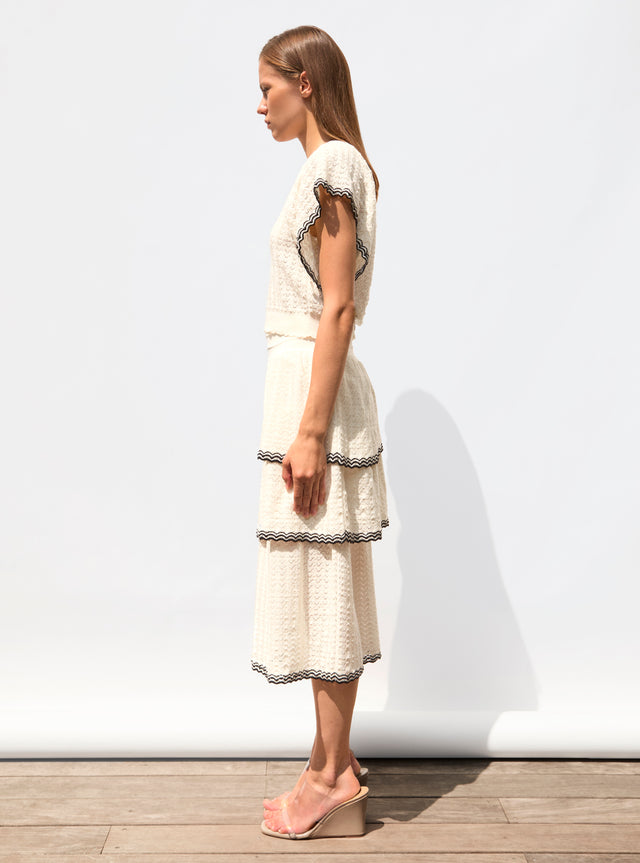 jupe maille pointelle à volants - Image principale